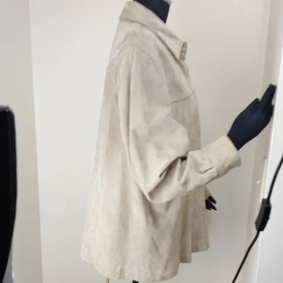 A.M.I. Genuine Leather Button Front Jacket Tan Beige XL - Picture 5 of 12